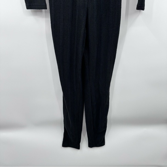 Shein Jumpsuit Women Medium NEW Black Ribbed Knit Long Sleeve Open Back Sxy - Picture 4 of 15